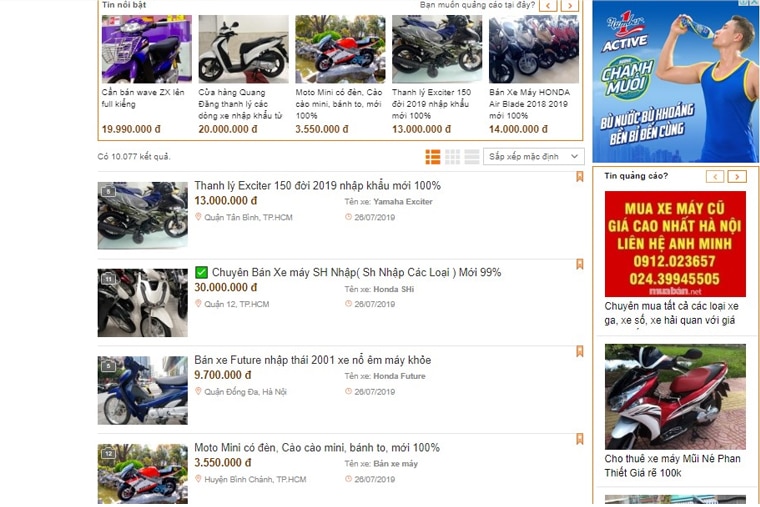 Mua xe máy cũng qua internet được nhiều người lựa chọn